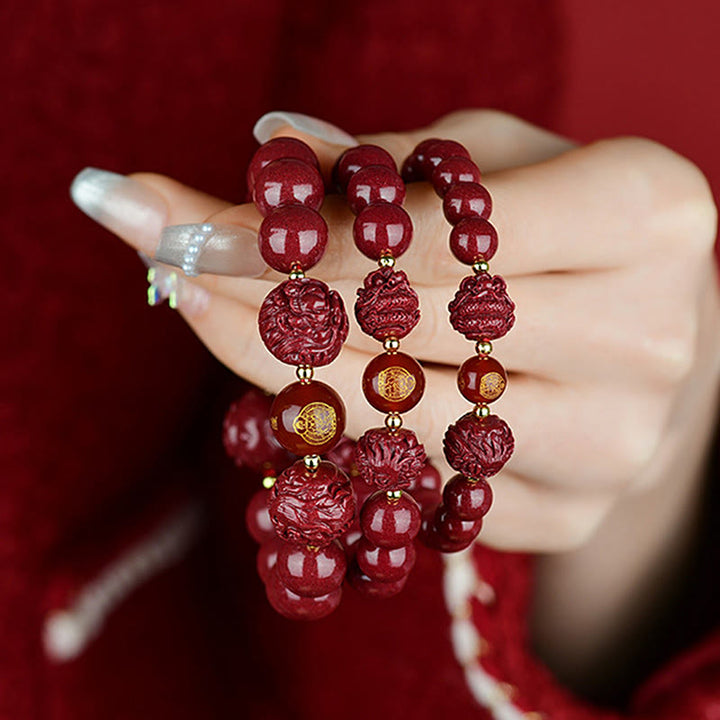 Buddha Stones Chinese Zodiac Cinnabar Keep Away Evil Spirits Blessing Bracelet - image 14