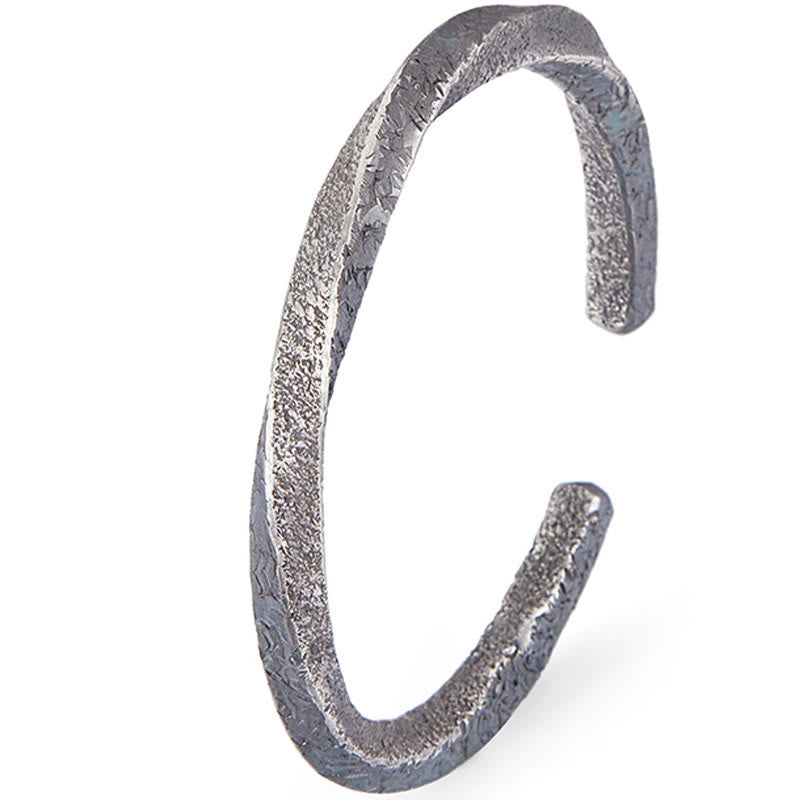 Buddha Stones Retro 999 Sterling Silver Möbius Loop Eternal Love Cuff Bracelet Bangle - image 9