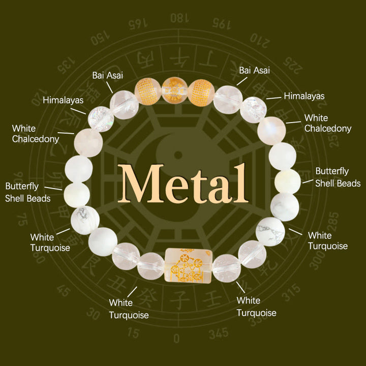 Buddha Stones Five Elements God Of Wealth Various Crystal Agate Wealth Luck Bracelet - Metal(10mm) - image 2