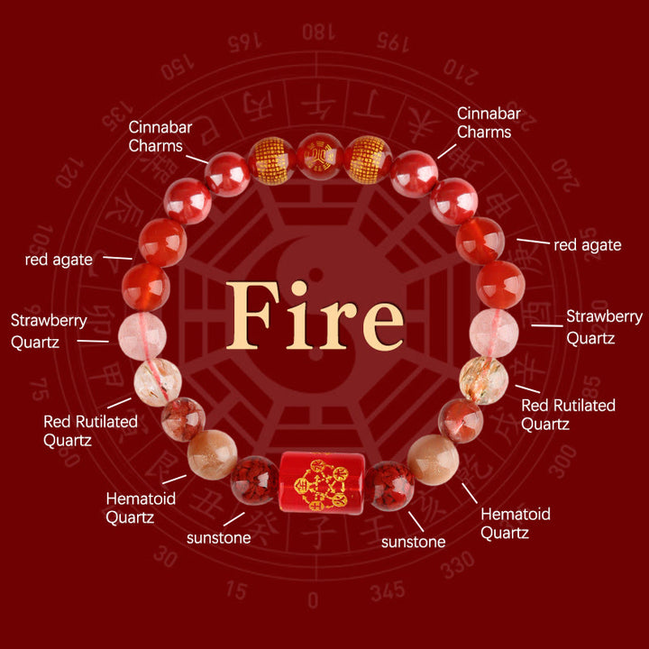 Buddha Stones Five Elements God Of Wealth Various Crystal Agate Wealth Luck Bracelet - Fire(10mm) - image 8