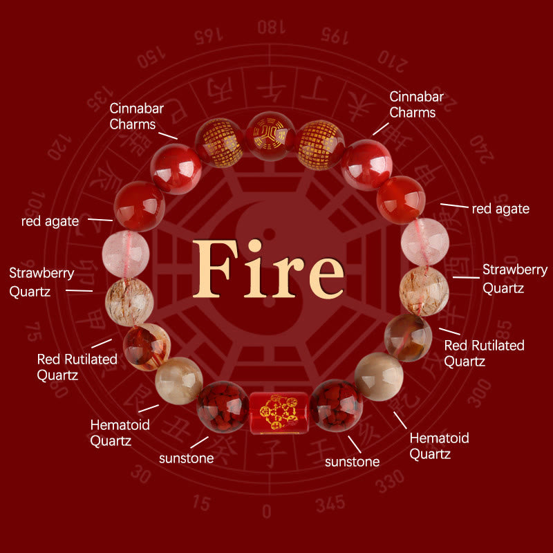 Buddha Stones Five Elements God Of Wealth Various Crystal Agate Wealth Luck Bracelet - Fire(8mm) - image 7