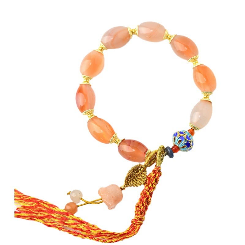 Buddha Stones Tibetan White Jade Agate Strength Confidence Bracelet - image 8