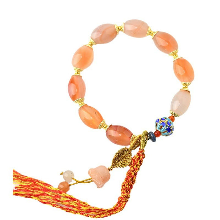 Buddha Stones Tibetan White Jade Agate Strength Confidence Bracelet - image 8