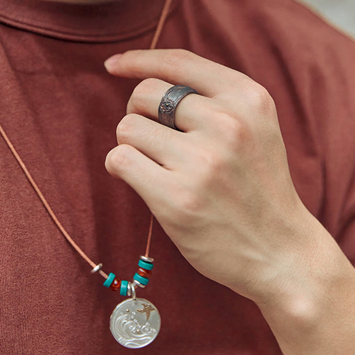Buddha Stones Retro 999 Sterling Silver Copper Adjustable Protection Ring - image 4