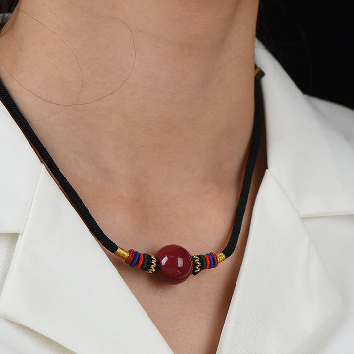 Buddha Stones Cinnabar Lucky Bead Keep Away Evil Spirits Necklace Pendant - image 9