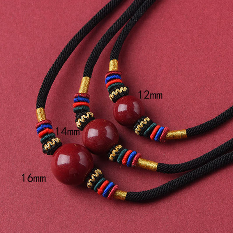 Buddha Stones Cinnabar Lucky Bead Keep Away Evil Spirits Necklace Pendant - Cinnabar(16mm) - image 1