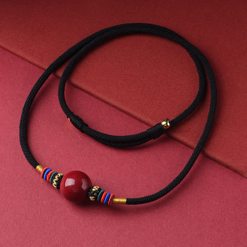 Buddha Stones Cinnabar Lucky Bead Keep Away Evil Spirits Necklace Pendant - image 4