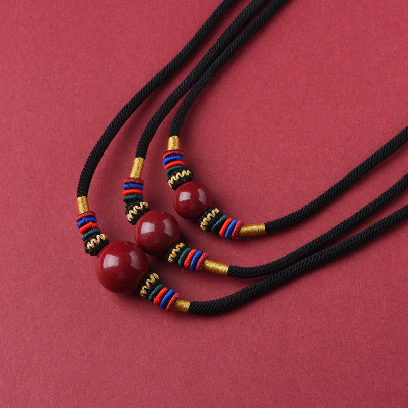 Buddha Stones Cinnabar Lucky Bead Keep Away Evil Spirits Necklace Pendant - image 0