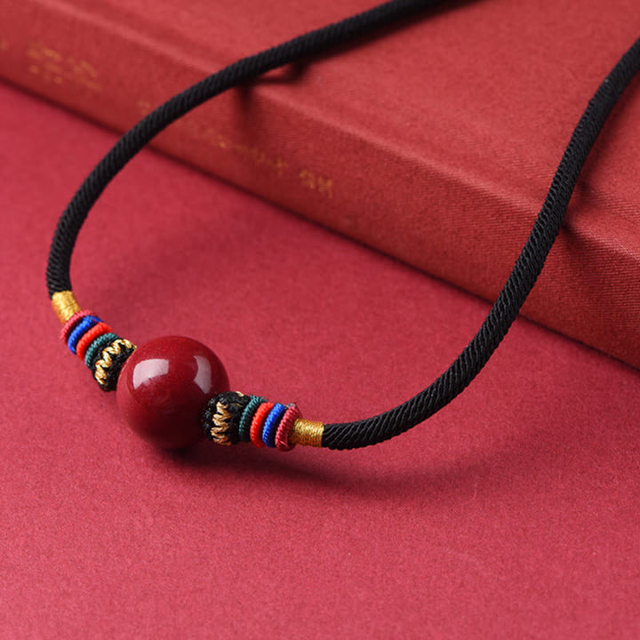 Buddha Stones Cinnabar Lucky Bead Keep Away Evil Spirits Necklace Pendant - image 3