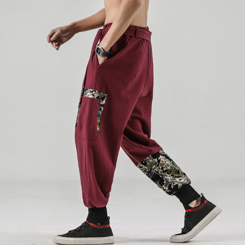 Buddha Stones Ocean Waves Lace-up Men's Harem Pants With Pockets - image 17