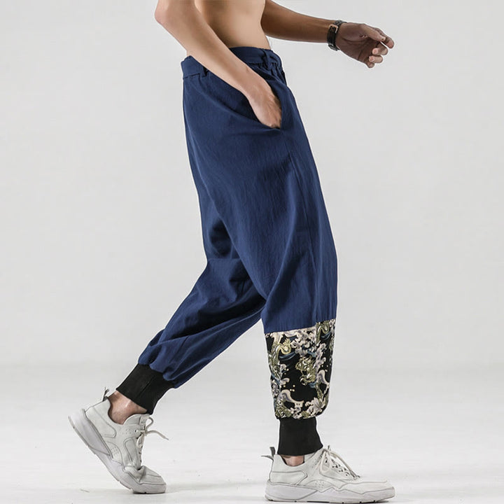 Buddha Stones Ocean Waves Lace-up Men's Harem Pants With Pockets - image 30