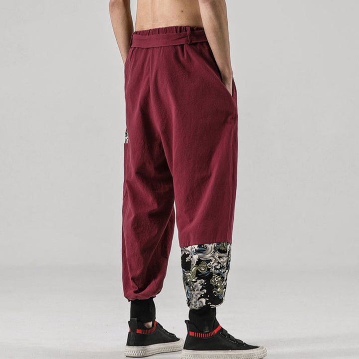 Buddha Stones Ocean Waves Lace-up Men's Harem Pants With Pockets - image 15