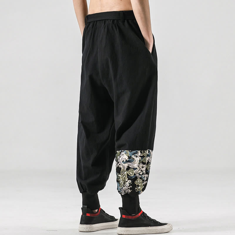 Buddha Stones Ocean Waves Lace-up Men's Harem Pants With Pockets - image 2