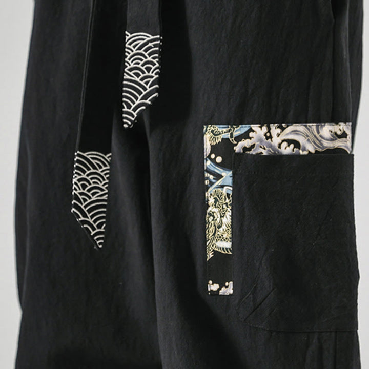Buddha Stones Ocean Waves Lace-up Men's Harem Pants With Pockets - image 10