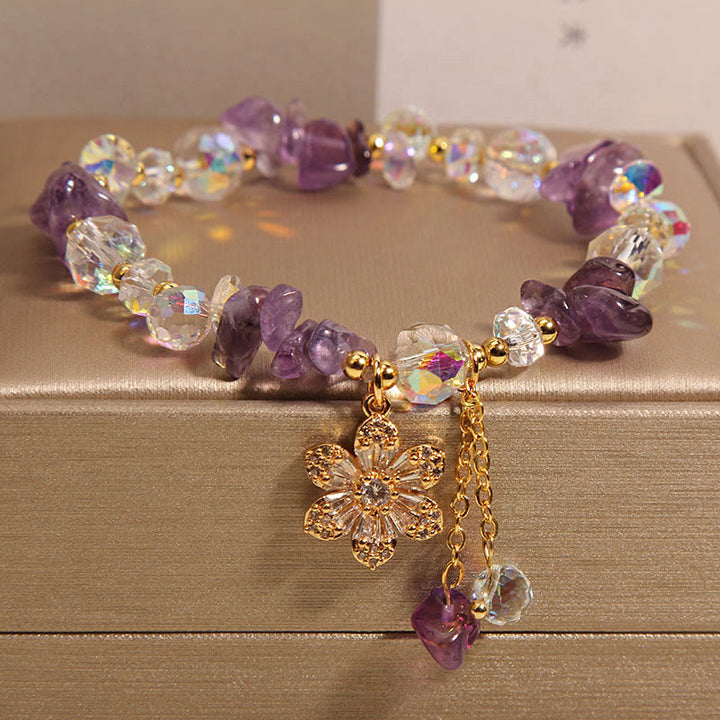 Buddha Stones Amethyst Citrine White Crystal Zircon Flower Spiritual Healing Bracelet - image 4