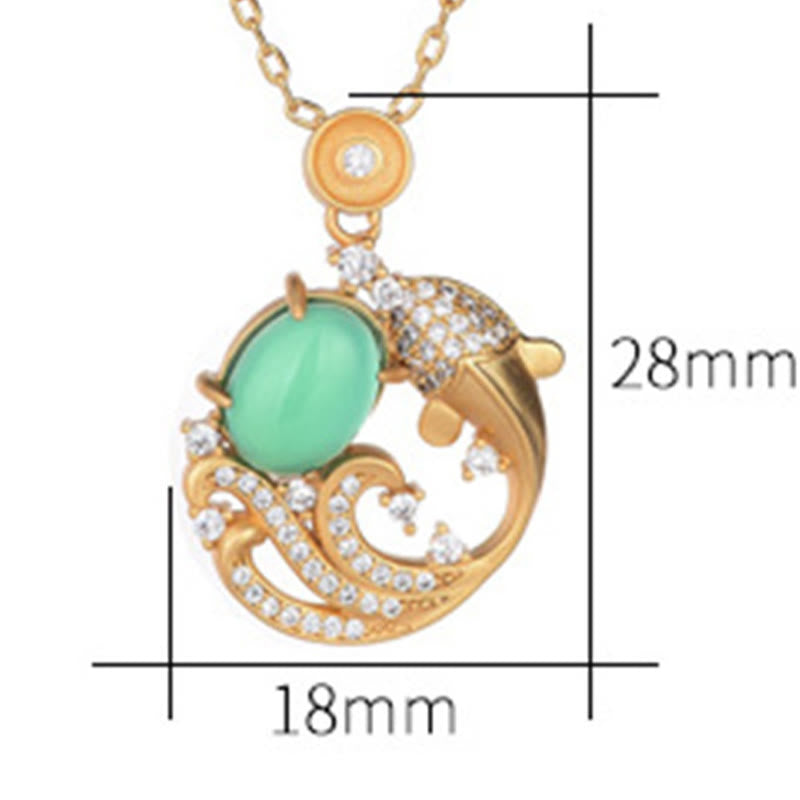 Buddha Stones Green Chalcedony Koi Fish Strength Necklace Pendant - image 5