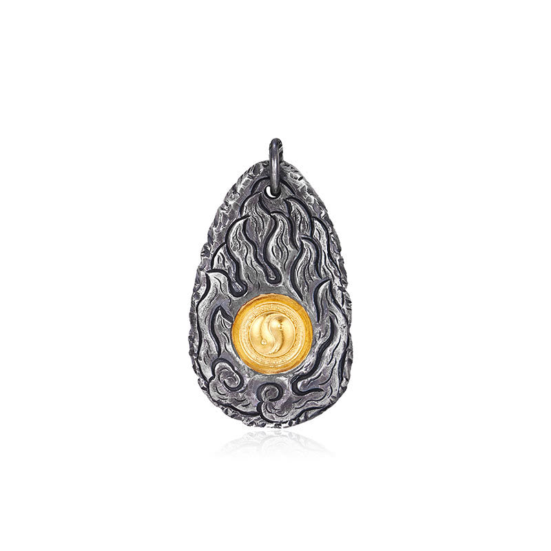 Buddha Stones 999 Sterling Silver 999 Gold Tai Chi Yin Yang Necklace Pendant - Pendant - image 3