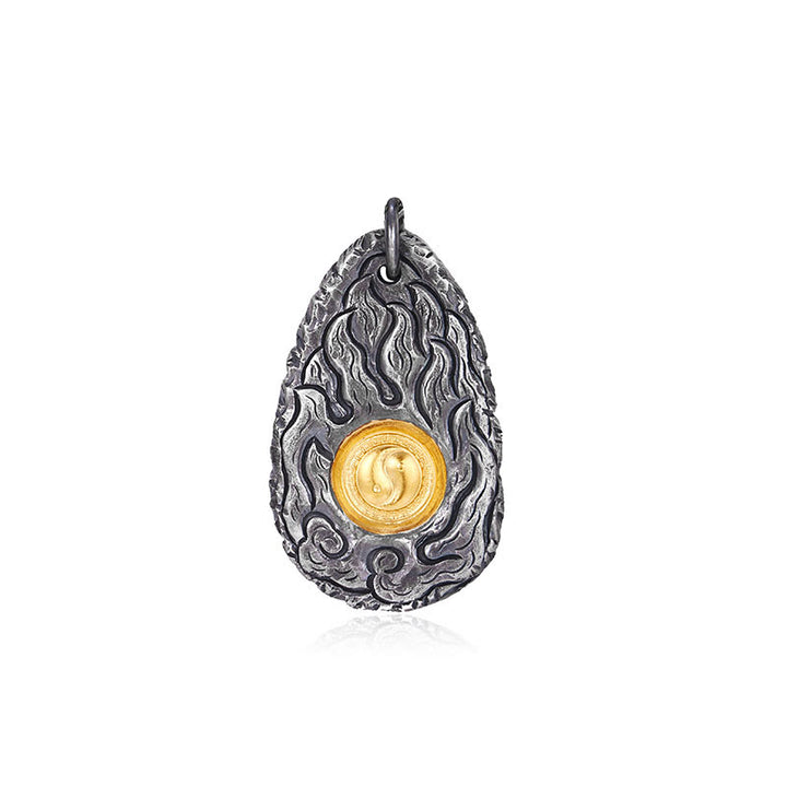 Buddha Stones 999 Sterling Silver 999 Gold Tai Chi Yin Yang Necklace Pendant - Pendant - image 3