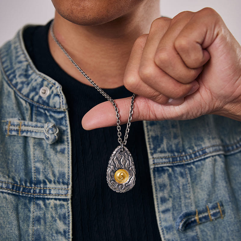 Buddha Stones 999 Sterling Silver 999 Gold Tai Chi Yin Yang Necklace Pendant - image 9