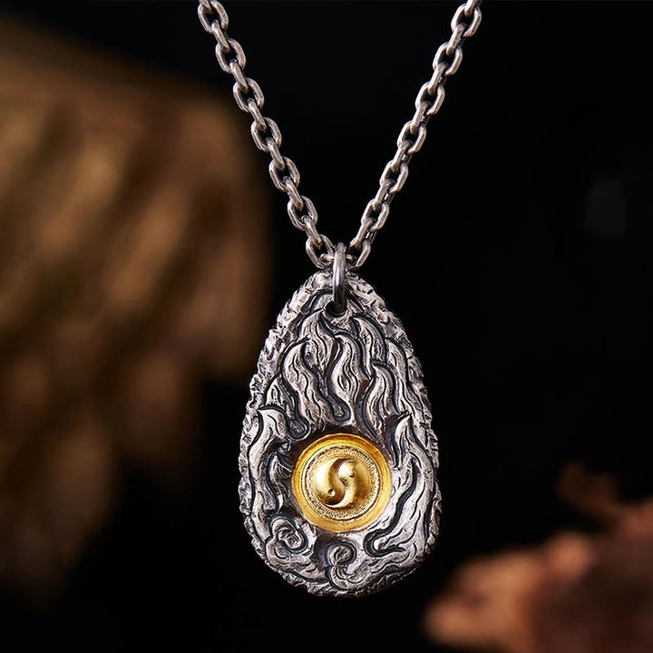 Buddha Stones 999 Sterling Silver 999 Gold Tai Chi Yin Yang Necklace Pendant - image 1