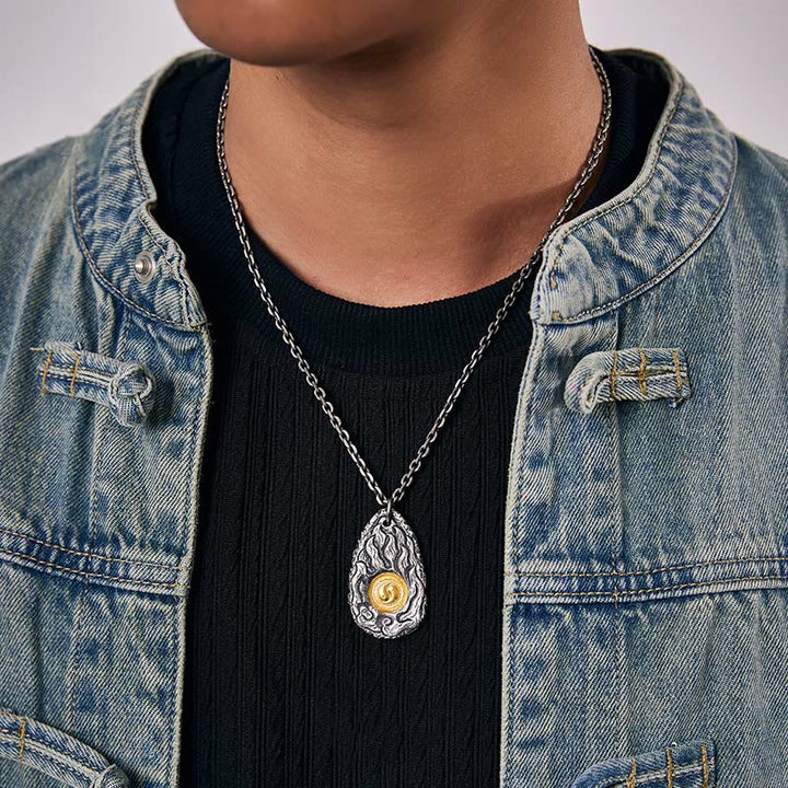 Buddha Stones 999 Sterling Silver 999 Gold Tai Chi Yin Yang Necklace Pendant - image 4