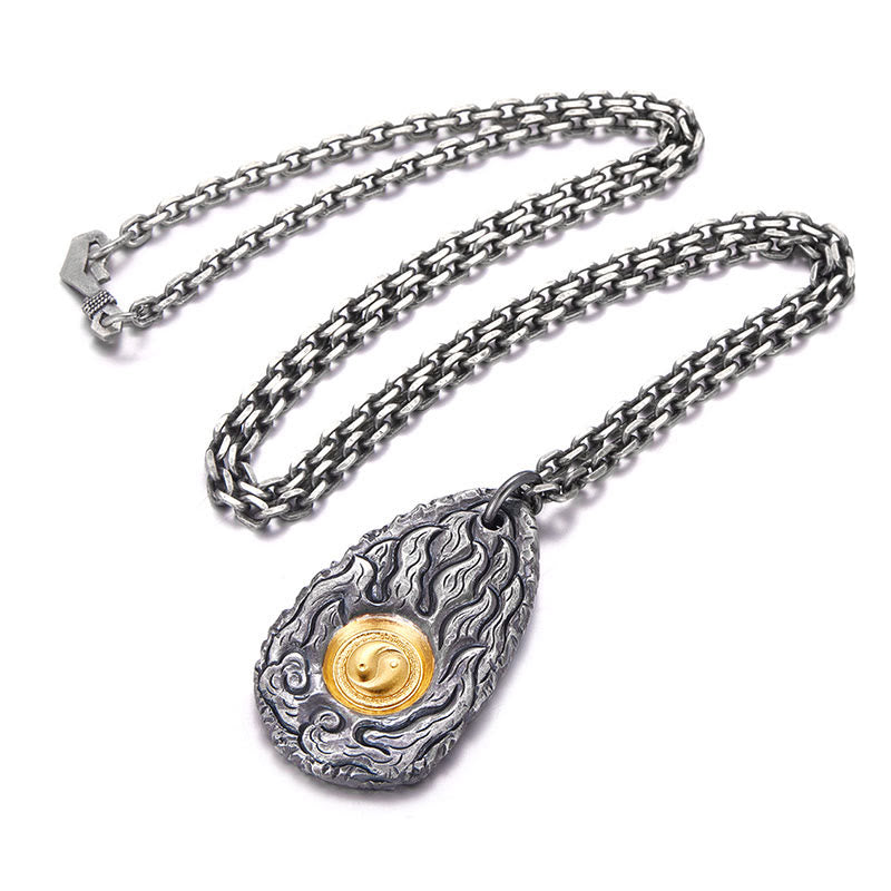 Buddha Stones 999 Sterling Silver 999 Gold Tai Chi Yin Yang Necklace Pendant - image 2
