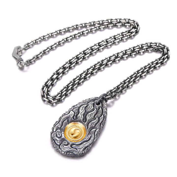 Buddha Stones 999 Sterling Silver 999 Gold Tai Chi Yin Yang Necklace Pendant - image 2