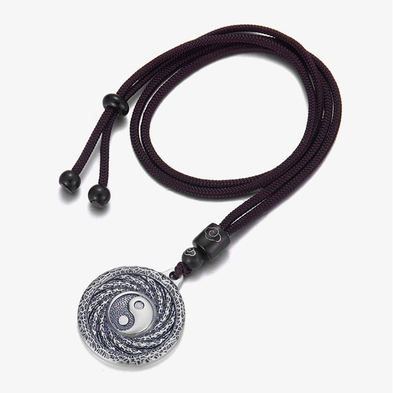 Buddha Stones 999 Sterling Silver Tai Chi Yin Yang Bagua Design Mountain Ghosts Spend Money Necklace Pendant - image 1