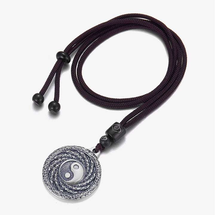 Buddha Stones 999 Sterling Silver Tai Chi Yin Yang Bagua Design Mountain Ghosts Spend Money Necklace Pendant - image 1