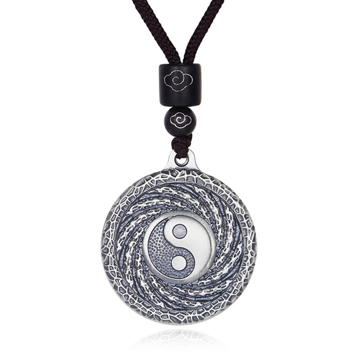 Buddha Stones 999 Sterling Silver Tai Chi Yin Yang Bagua Design Mountain Ghosts Spend Money Necklace Pendant - image 19