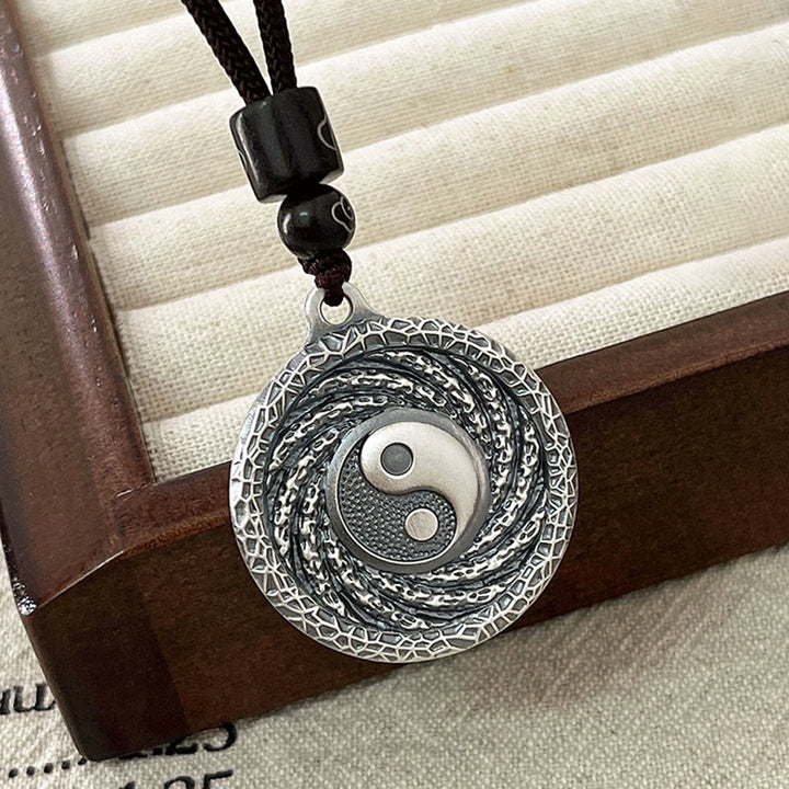 Buddha Stones 999 Sterling Silver Tai Chi Yin Yang Bagua Design Mountain Ghosts Spend Money Necklace Pendant - image 14
