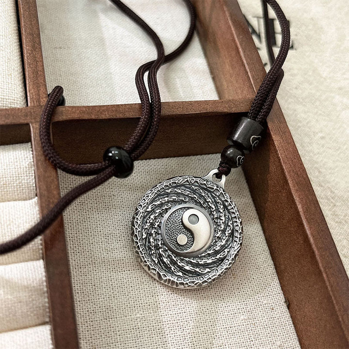 Buddha Stones 999 Sterling Silver Tai Chi Yin Yang Bagua Design Mountain Ghosts Spend Money Necklace Pendant - image 16