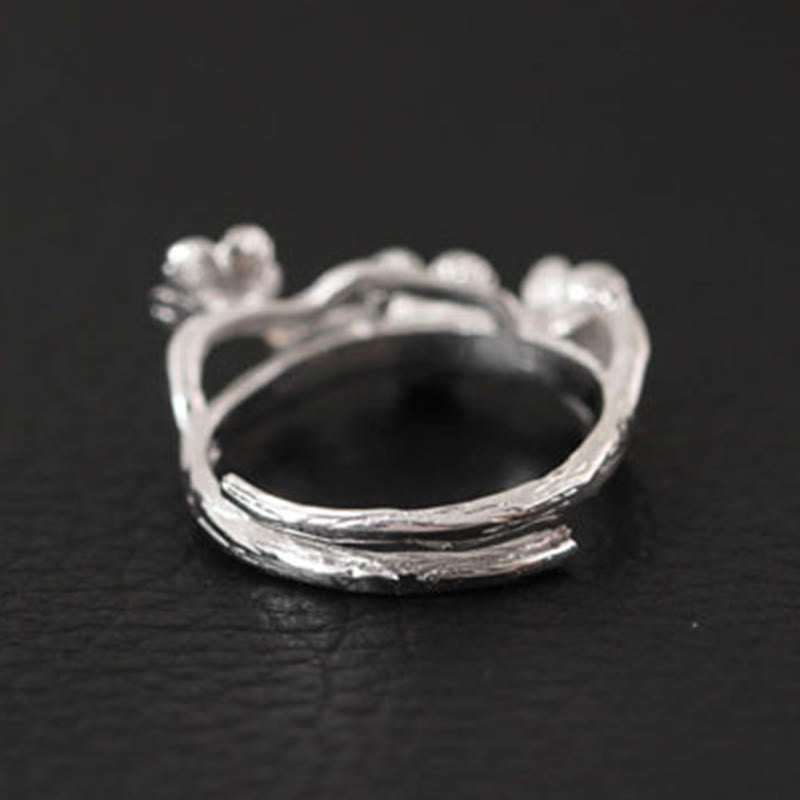 Buddha Stones 925 Sterling Silver Plum Bossom Calm Ring - image 10