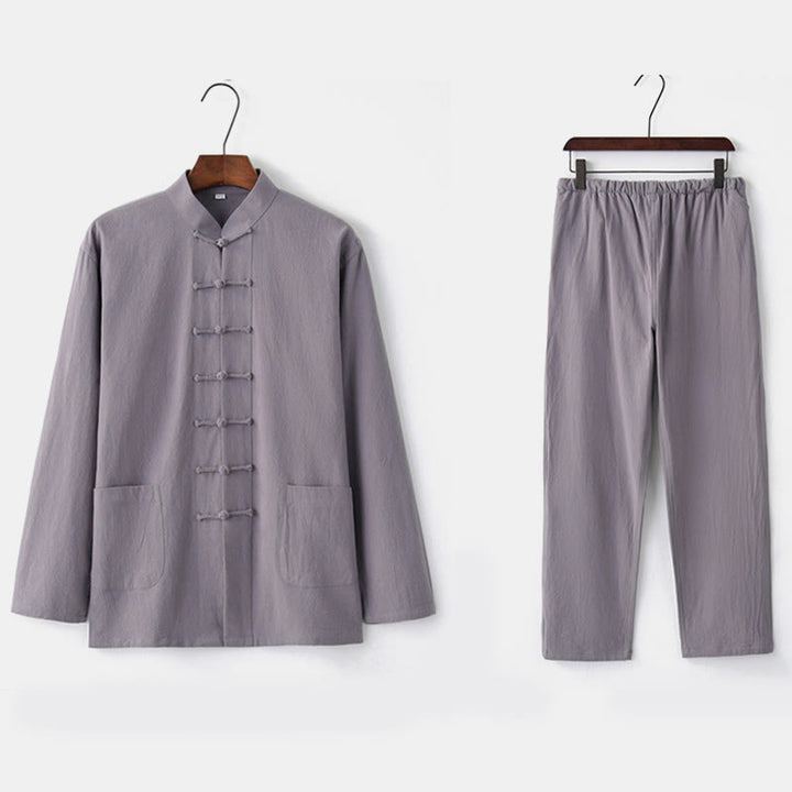 Buddha Stones Frog-Button Tang Long Sleeve Shirt Pants Men's Suit - image 18