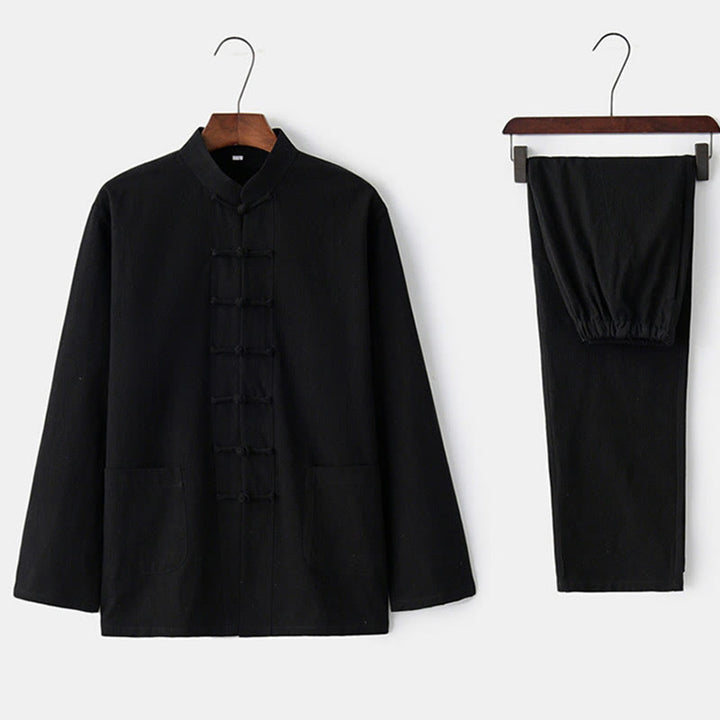 Buddha Stones Frog-Button Tang Long Sleeve Shirt Pants Men's Suit - image 21