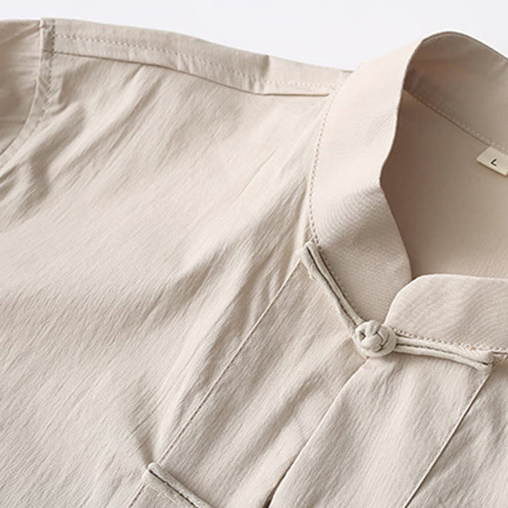 Buddha Stones Tang Frog-Button Three Quarter Sleeve Shirt Wide Leg Pants Cotton Linen Men's Suit - image 9