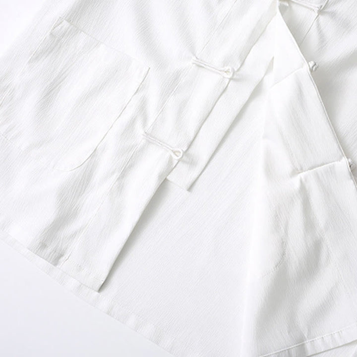 Buddha Stones Tang Frog-Button Short Sleeve Shirt Wide Leg Pants Men's Suit - image 12