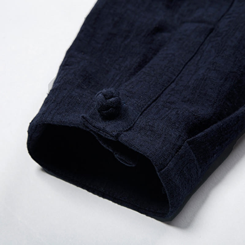 Buddha Stones Solid Color Chinese Tang Suit Cotton Linen Jacket Men Clothing - image 18
