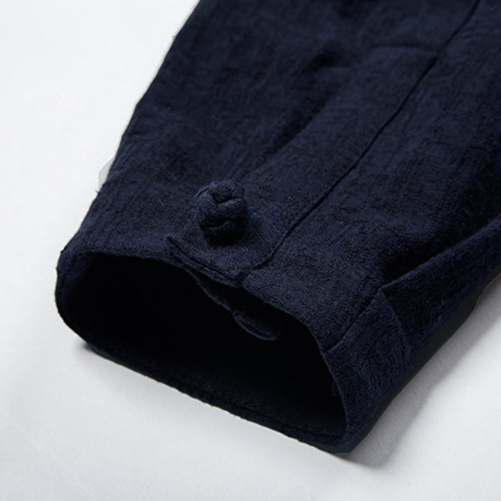 Buddha Stones Solid Color Chinese Tang Suit Cotton Linen Jacket Men Clothing - image 18