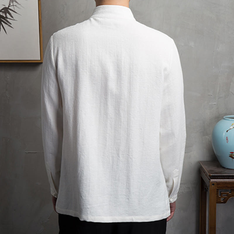 Buddha Stones Solid Color Chinese Tang Suit Cotton Linen Jacket Men Clothing - image 7
