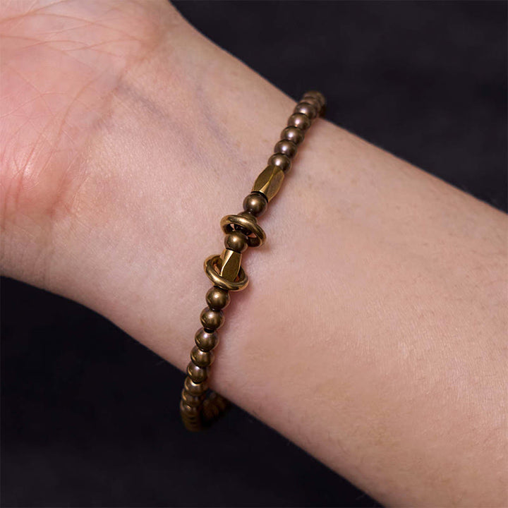 Buddha Stones Wealth Self Care Copper Brass Beads Design Couple Bracelet - image 6