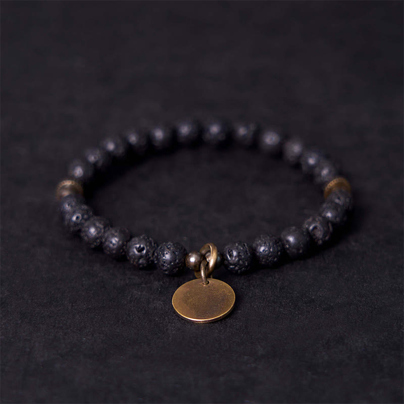 Buddha Stones Natural Lava Rock Beads Calm Support Healing Bracelet - 20-21cm - image 0