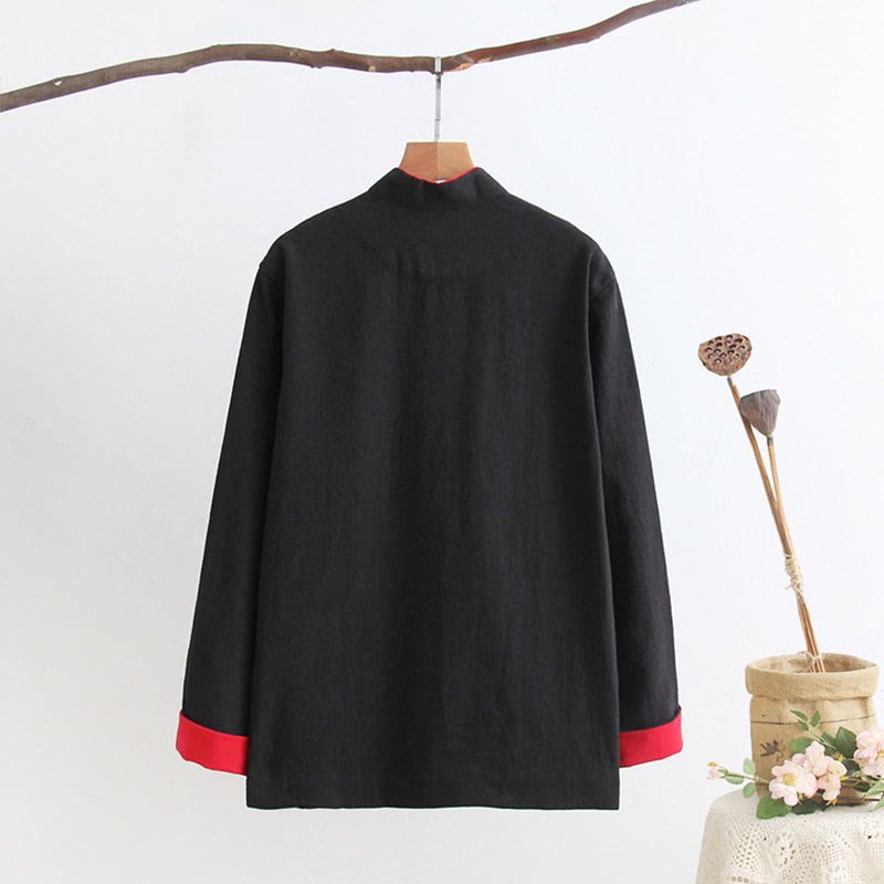 Buddha Stones Tang Frog-Button Long Sleeve Shirt Cotton Linen Men's Clothing - image 12