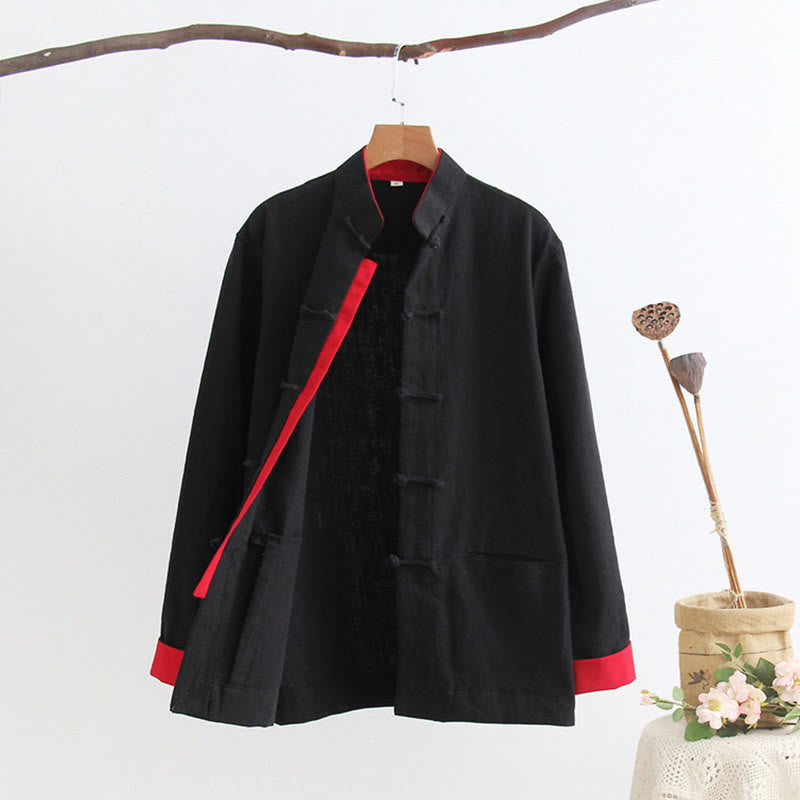 Buddha Stones Tang Frog-Button Long Sleeve Shirt Cotton Linen Men's Clothing - image 13