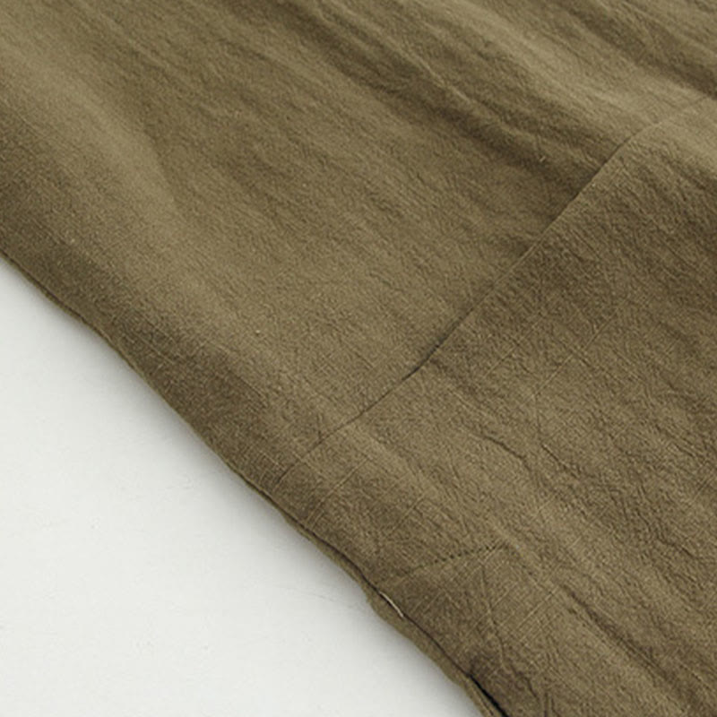 Buddha Stones Tang Frog-Button Long Sleeve Shirt Cotton Linen Men's Clothing - image 18