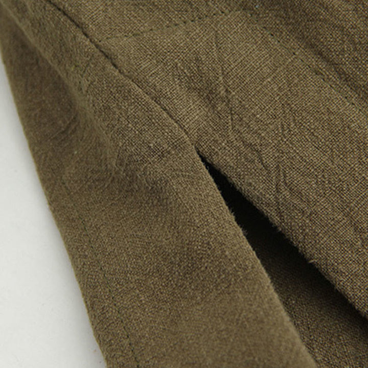 Buddha Stones Tang Frog-Button Long Sleeve Shirt Cotton Linen Men's Clothing - image 16