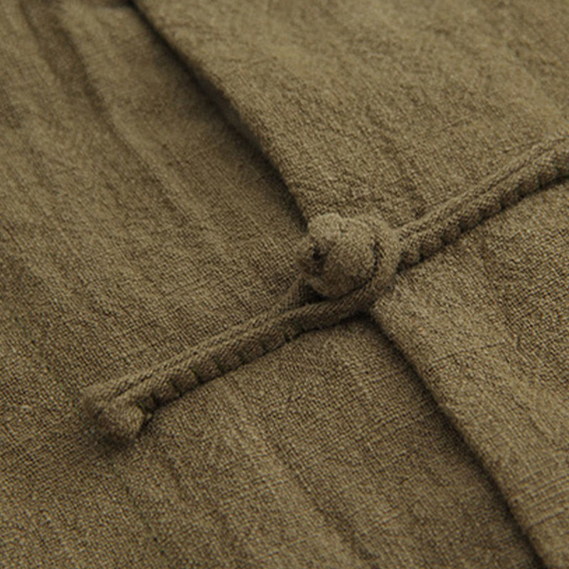 Buddha Stones Tang Frog-Button Long Sleeve Shirt Cotton Linen Men's Clothing - image 15