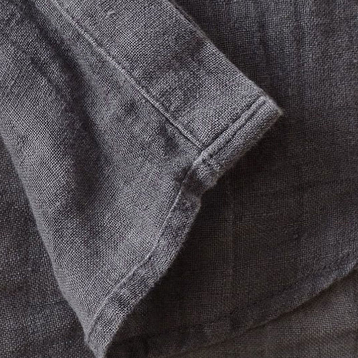 Buddha Stones Men's Shirt Solid Color Lapel Top Short Sleeve Comfy Button Crease Cotton Linen Shirt - image 6