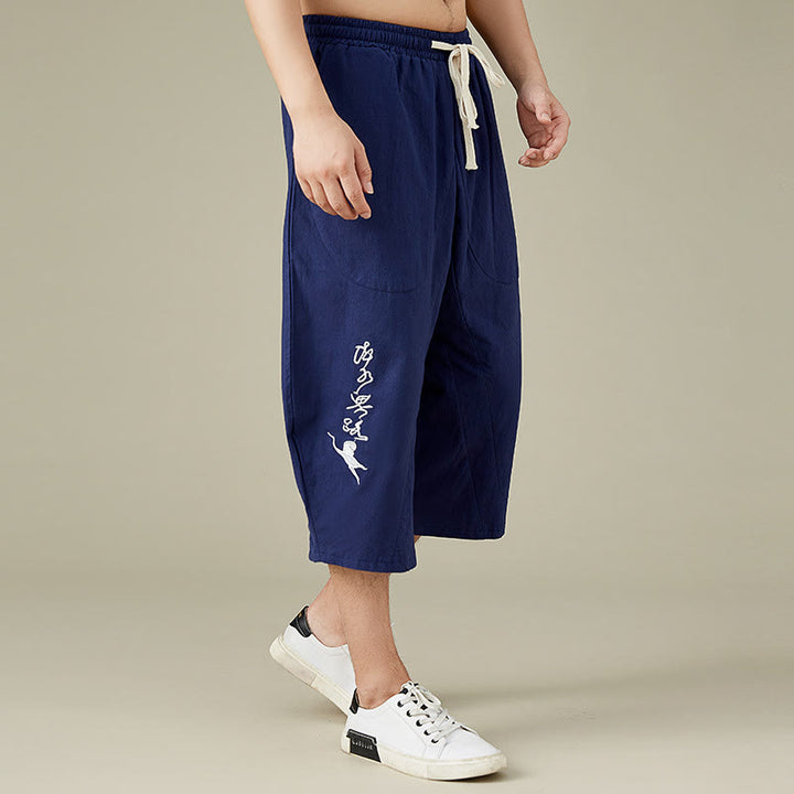 Buddha Stones Casual Solid Color Leisure Cotton Men's Tapered Pants With Pockets - image 13