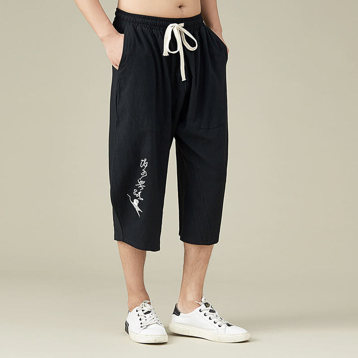 Buddha Stones Casual Solid Color Leisure Cotton Men's Tapered Pants With Pockets - image 7